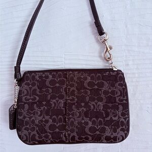 Coach Dark Brown Signature Wristlet